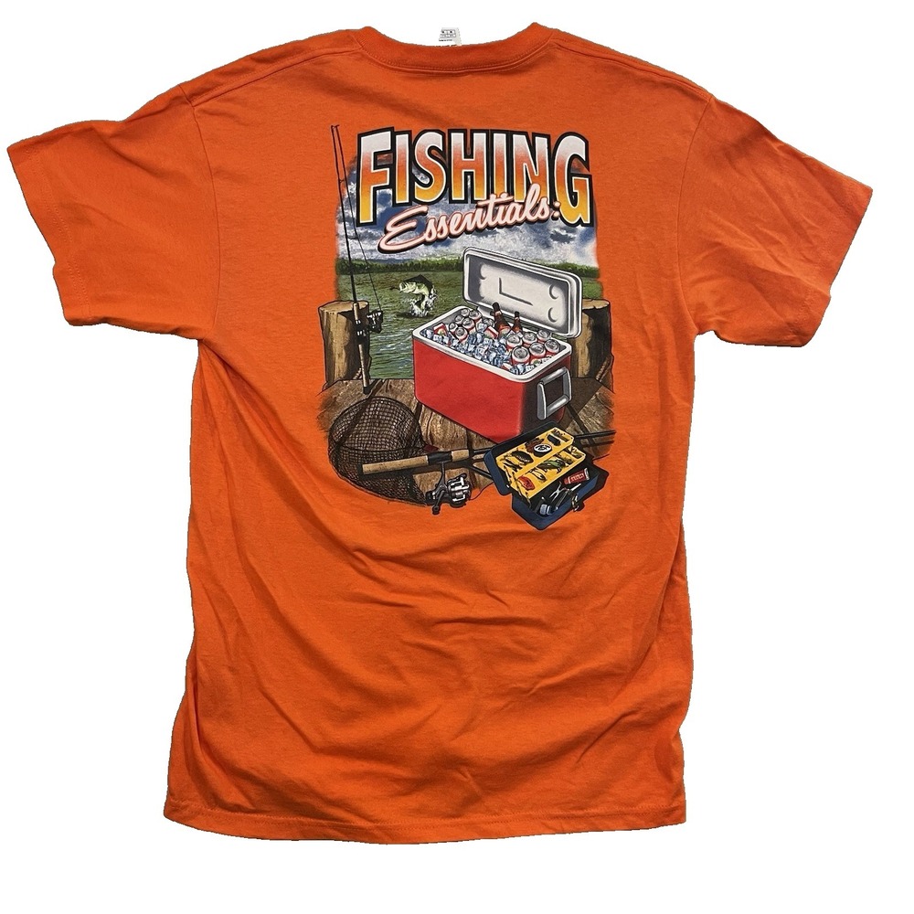 Fishing Essentials T-Shirt Orange Size M/Medium Graphic Tee